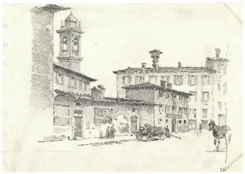 Via Laghetto. Campanile di S.Stefano - Palazzo Morando Costume Moda Immagine, Milano